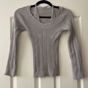 Knit sweater top with bikini look under